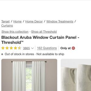 NWT Blackout Aruba Window Curtain Panel